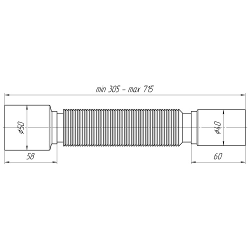картинка Гибкая труба Ани Пласт 40*50 (305-715мм) (K405) от магазина Сантехстрой