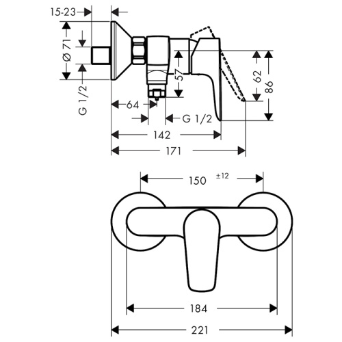 картинка HG Talis E Смеситель для душа, настенный, цвет: шлифованная бронза от магазина Сантехстрой