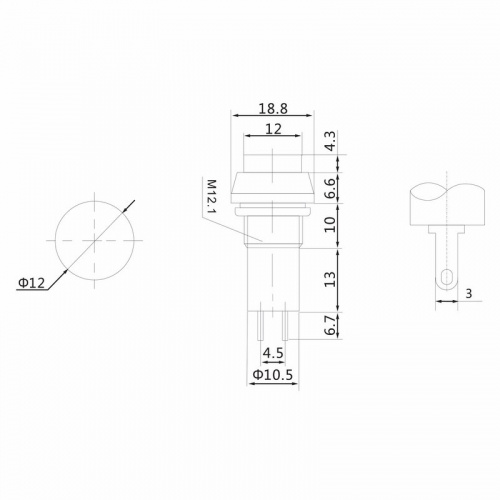 картинка Выключатель-кнопка 250V 1 А (2с) OFF-(ON) Б/Фикс зеленая (PBS-11В) REXANT от магазина Сантехстрой