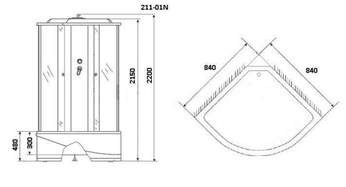 картинка Душевая кабина Niagara Ultra NG-211-01N (90х90х220) высокий поддон(48см),черный,стекло тонированное,4 места от магазина Сантехстрой