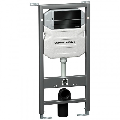 картинка Комплект унитаза с инсталляцией Ceramica Nova Metric CN3007_1002B_1000 с сиденьем Микролифт и Черной матовой клавишей смыва от магазина Сантехстрой