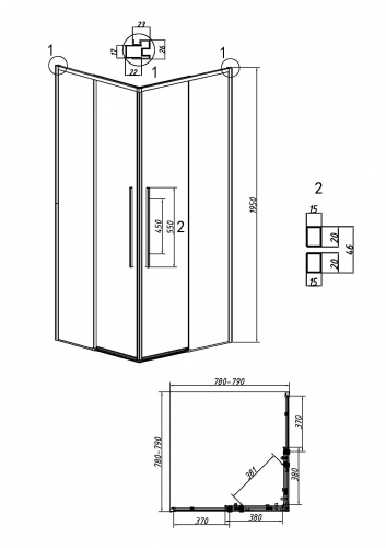 картинка Душевое ограждение Grossman Galaxy 300.K33.01.8080.10.00 (80х80х195) квадрат,раздвижная,хром,стекло прозрачное, 1 место от магазина Сантехстрой