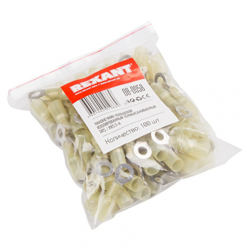 картинка Наконечник кольцевой изолированный термоусаживаемый ø 6.5 мм 4-6 мм² (НКи-т 6.0-6/НКи-т5,5-6) желтый REXANT от магазина Сантехстрой