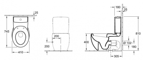 картинка 6614 10 R2 AVEO Унитаз-компакт с вертикальным смывом 410 x 720 мм, цвет - ярко-белый R2 от магазина Сантехстрой