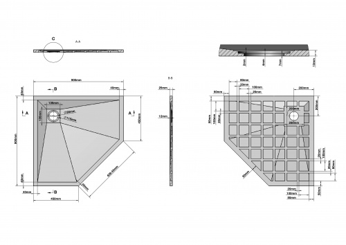 картинка Душевой поддон из литого мрамора 90x90 см Grossman Strong GR-S19090D от магазина Сантехстрой