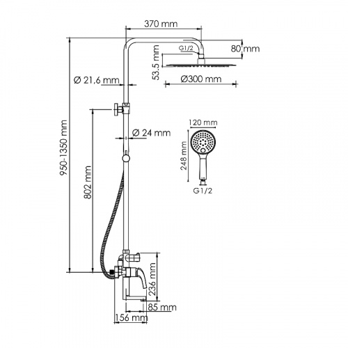 картинка Душевая система WasserKRAFT A171.263.207.PG Золото глянцевое от магазина Сантехстрой