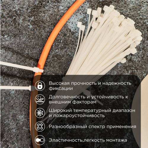 картинка Хомут-стяжка кабельная нейлоновая 100x2,5мм,  белая (100 шт/уп) PROconnect от магазина Сантехстрой