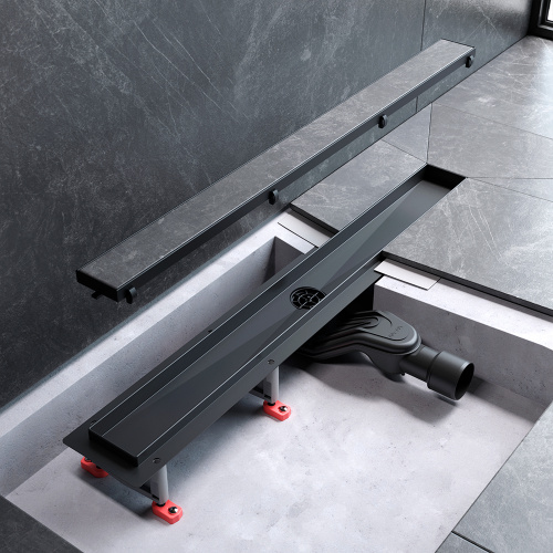 картинка W01SC-U11-070-04BM MasterFlow Трап для душа линейный универс затвор Tile 70см цвет черн мат от магазина Сантехстрой