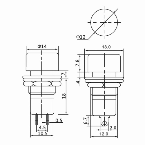 картинка Выключатель-кнопка 250V 1А (2с) ON-OFF красная (PBS-16А) REXANT от магазина Сантехстрой