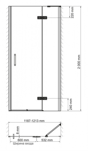 картинка Душевая дверь (120х200) WasserKRAFT Aller 10H05-SPR от магазина Сантехстрой