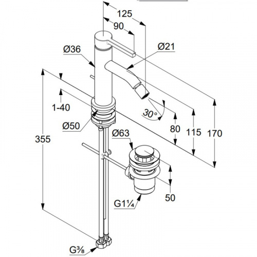 фото смеситель для биде с донным клапаном kludi nova fonte pura 202165315