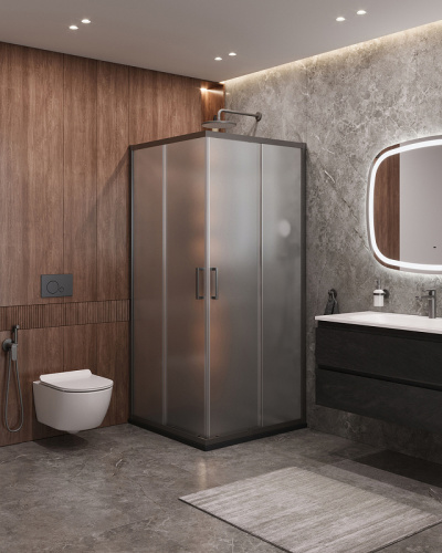 картинка Душевой уголок Cezares Molveno 90x90 MOLVENO-A-2-90-P-GM профиль Оружейная сталь стекло рифленое от магазина Сантехстрой