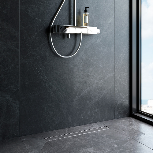 картинка W01SC-U11-060-04SB MasterFlow Трап для душа линейный универс затвор Tile 60см цвет сталь мат от магазина Сантехстрой