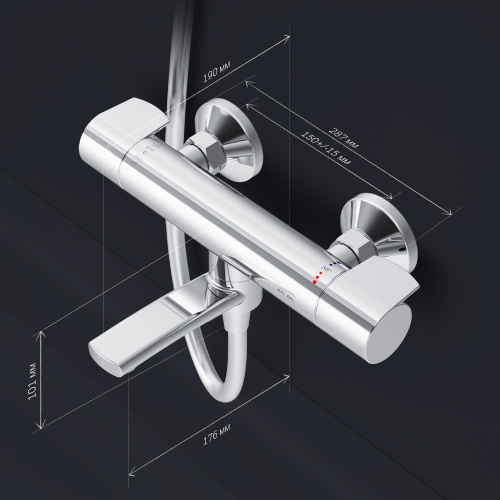 фото f85a50000 x-joy, смеситель д/ванны/душа с тмс, хром
