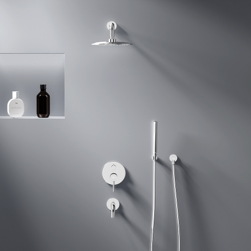 картинка 936510000 Scandinavian Pure встраиваемая душевая система с ванно-душевым смесителем и изливом, хром от магазина Сантехстрой