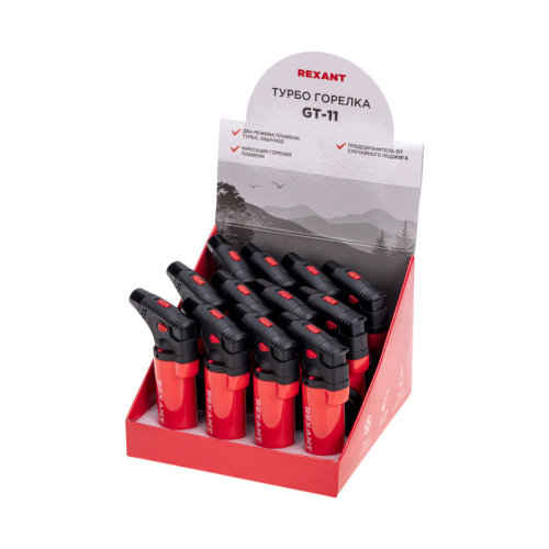 картинка Турбо горелка GT-11, заправляемая,  красная REXANT от магазина Сантехстрой