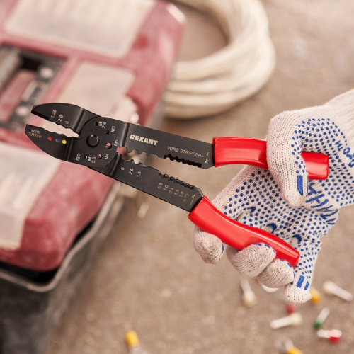 картинка Кримпер HT-204 для обжима наконечников и зачистки проводов REXANT от магазина Сантехстрой