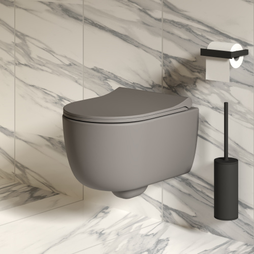 картинка Унитаз Abner 103T20301R (545*360*330) МАТОВЫЙ СЕРЫЙ подвесной БЕЗОБОДКОВЫЙ, 1 место от магазина Сантехстрой