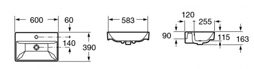картинка Раковина мебельная Roca OLETA 60х39х16.3, фарфор, цвет Белый (7.3274.C.400.Y) от магазина Сантехстрой