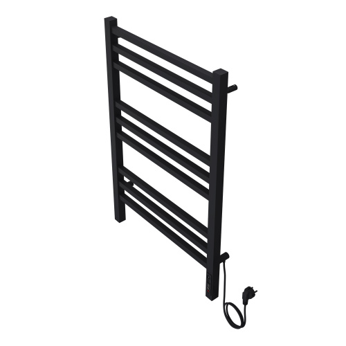 картинка Полотенцесушитель электрический AZARIO ANCONA 500/800 квадрат, 9 секций, диммер справа, черный (AZ71858B) от магазина Сантехстрой