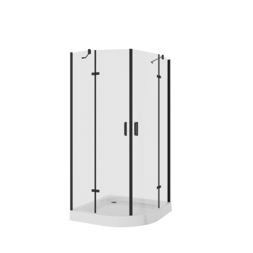 картинка Душевое ограждение Niagara Nova NG-6816-08ВLACK (100х100х190) четверть круга,черный,двери распашные,стекло прозрачное,1 место от магазина Сантехстрой
