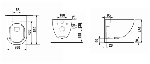 картинка BASAL VPACK Laufen УНИТАЗ ПОДВЕСНОЙ RIMLESS, С СИДЕНЬЕМ SQ, 530X360 ММ, БЕЛЫЙ,+ РАМА И КЛАВИША, ХРОМ от магазина Сантехстрой