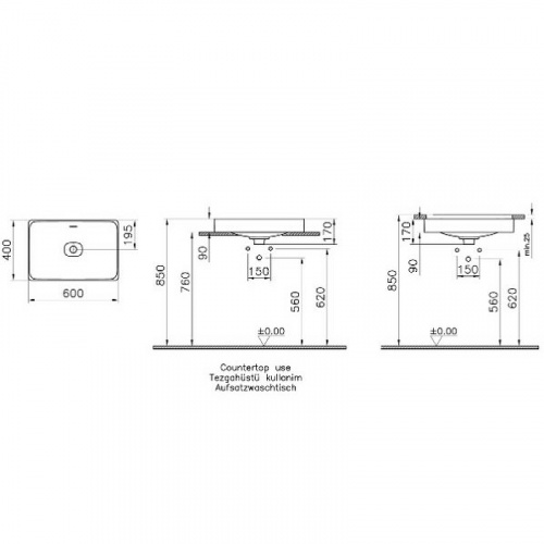 картинка Раковина Vitra Metropole 60 7535B003-0673 Белая от магазина Сантехстрой