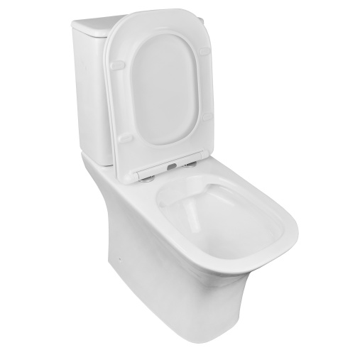 картинка Унитаз напольный Azario FRETTA SQUARE 650х340х790 безободковый с бачком и сиденьем микролифт (AZ-5121) от магазина Сантехстрой