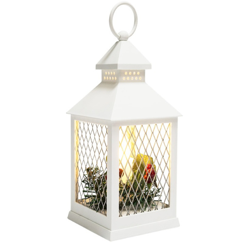 картинка Декоративный фонарь со свечкой,  белый корпус,  размер 10,5х10,5х24 см,  цвет ТЕПЛЫЙ БЕЛЫЙ от магазина Сантехстрой