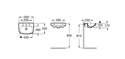 картинка Раковина Roca DEBBA 500x420х170 мм, уст.компл. (7.3279.9.600.Y) от магазина Сантехстрой