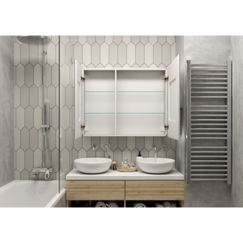 картинка Зеркальный шкаф 100х80 см белый матовый R Art&Max Platino AM-Pla-1000-800-2D-F от магазина Сантехстрой