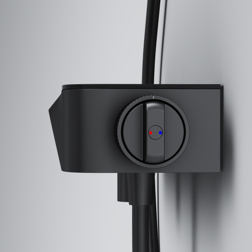 фото f8f10522 func, смеситель для душа, кнопочный с полкой, с изливом, черный