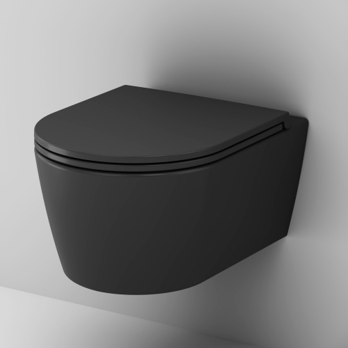 картинка C8F1700MBSC Func подвесной унитаз 49 см FlashClean с сиденьем микролифт, черн мат от магазина Сантехстрой