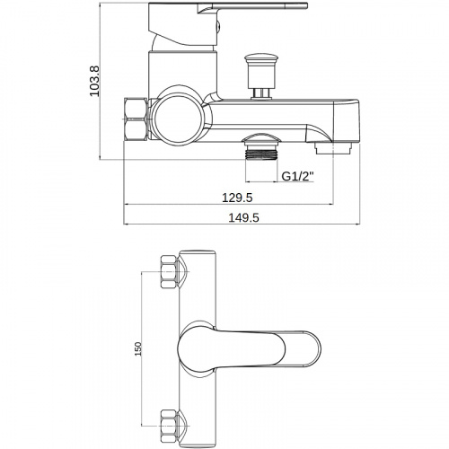фото смеситель для ванны orange onelife p07-100b черный матовый