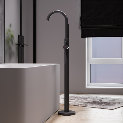 фото 365000300 scandinavian pure смеситель для ванны и душа, отдельностоящий, с ручным душем и шлангом, ч