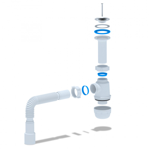 картинка Сифон для раковины Ани Пласт 1 1/2"*40 с гибкой трубкой 40х40/50 (A0515) от магазина Сантехстрой