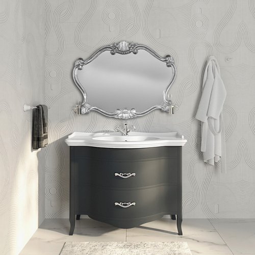 картинка TW Armony, База с раковиной Azzurra GIU200110/ALZA bi*1, 112*62см, 2 ящика, доводчики Blum, цвет: GRAFITE, ручки: серебро антик (спецЦЕНА со склада!) от магазина Сантехстрой