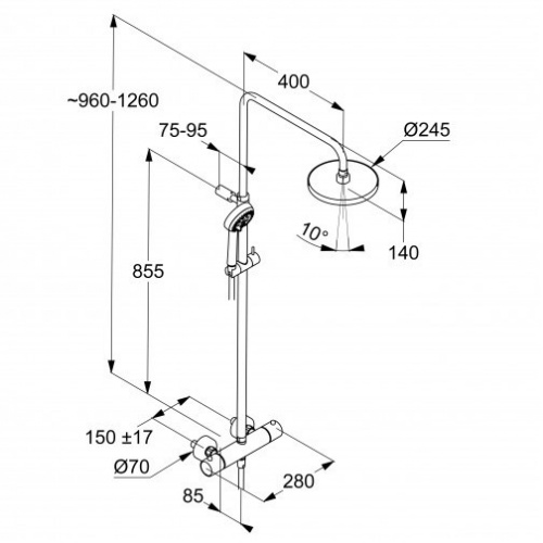 картинка Душевая стойка KLUDI LOGO DUAL SHOWER SYSTEM с термостатом, черный матовый (6808239-00) от магазина Сантехстрой