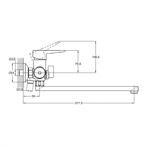 фото смеситель для ванны g-lauf nud7-a045 универсальный хром