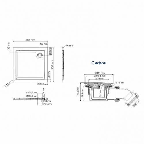 картинка Salm 27T03 Душевой поддон от магазина Сантехстрой