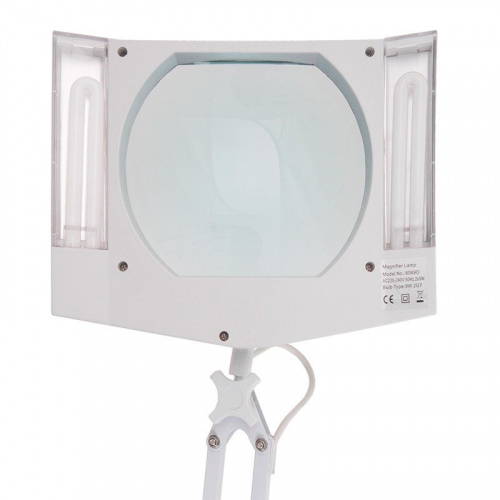 картинка Лупа на струбцине квадратная 5D с подсветкой,  150х180мм,  белая REXANT от магазина Сантехстрой