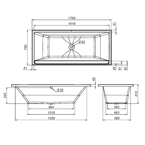 картинка W52A-170-075W-R Inspire V2.0 каркас для ванны, 170х75 , комплект от магазина Сантехстрой