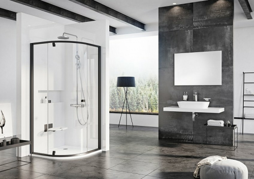 картинка Душевой уголок Ravak Pivot PSKK3 80x80 37644300Z1 профиль Черный стекло Transparent от магазина Сантехстрой