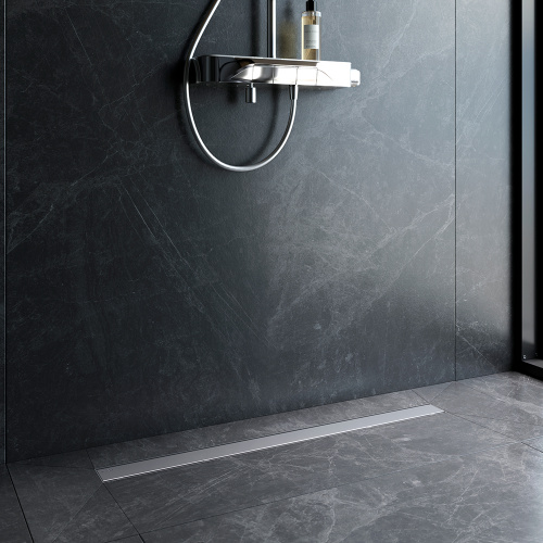 картинка W02SC-U11-090-04SB PrimeFlow Трап для душа линейный универс затвор Tile 90см цвет сталь мат от магазина Сантехстрой