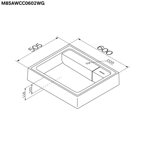 картинка M85AWCC0602WG X-Joy, Раковина над стиральной машиной, литьевой мрамор, 60 см, белый глянец от магазина Сантехстрой