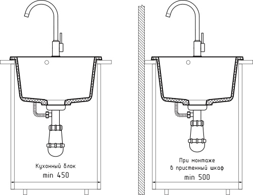 картинка Мойка кухонная GranFest PRACTIK GF-P-505 1-чаш. 505*427мм иней, мрамор от магазина Сантехстрой
