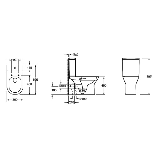 картинка Унитаз - компакт Azario Dante 360х660х805 напольный, безободковый, быстросъемное сиденье микролифт (93589) от магазина Сантехстрой