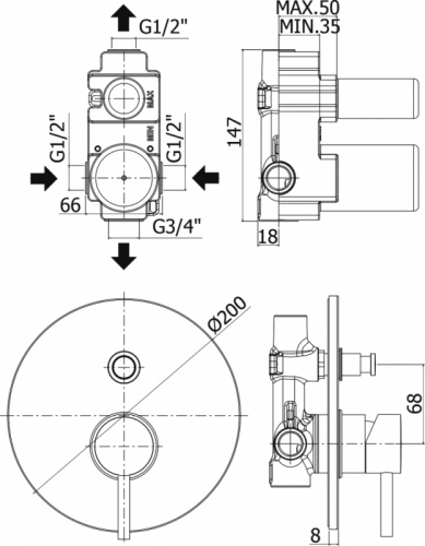 фото смеситель для душа paffoni 243221 хром