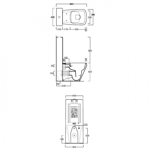 картинка Simas Baden Baden Унитаз приставной безободковый 56х36 см, слив универсальный,  цвет белый (без креплений к стене F91) от магазина Сантехстрой
