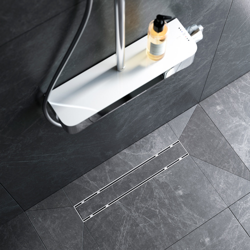 картинка W02SC-U11-050-04SB PrimeFlow Трап для душа линейный универс затвор Tile 50см цвет сталь мат от магазина Сантехстрой